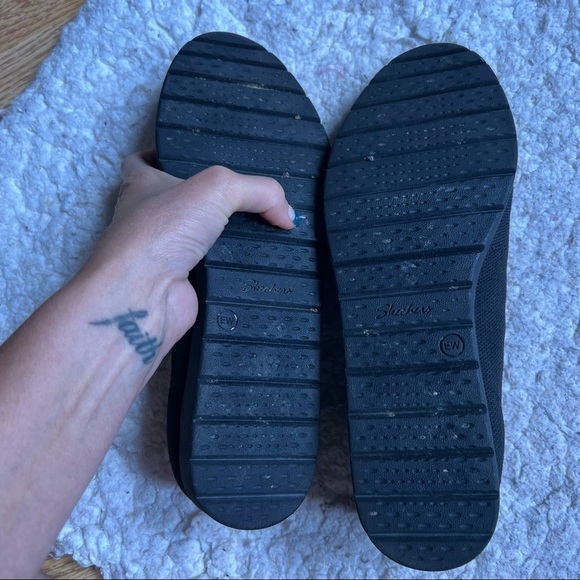 Sketchers: Solid Black Cleo Flex Wedge Wide Fit Memory Foam Slip On Size 9 Wide - Picture 7 of 9